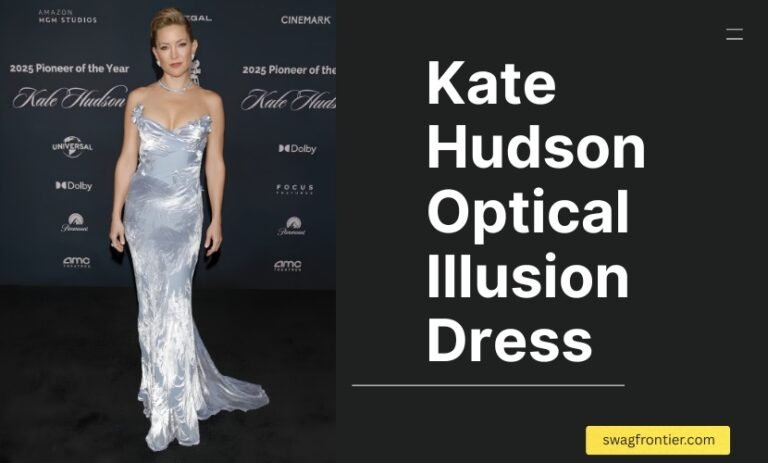 Kate Hudson Optical Illusion Dress That Went Viral on the Red Carpet Kate Hudson wearing a silver optical illusion dress on the red carpet at a Hollywood event