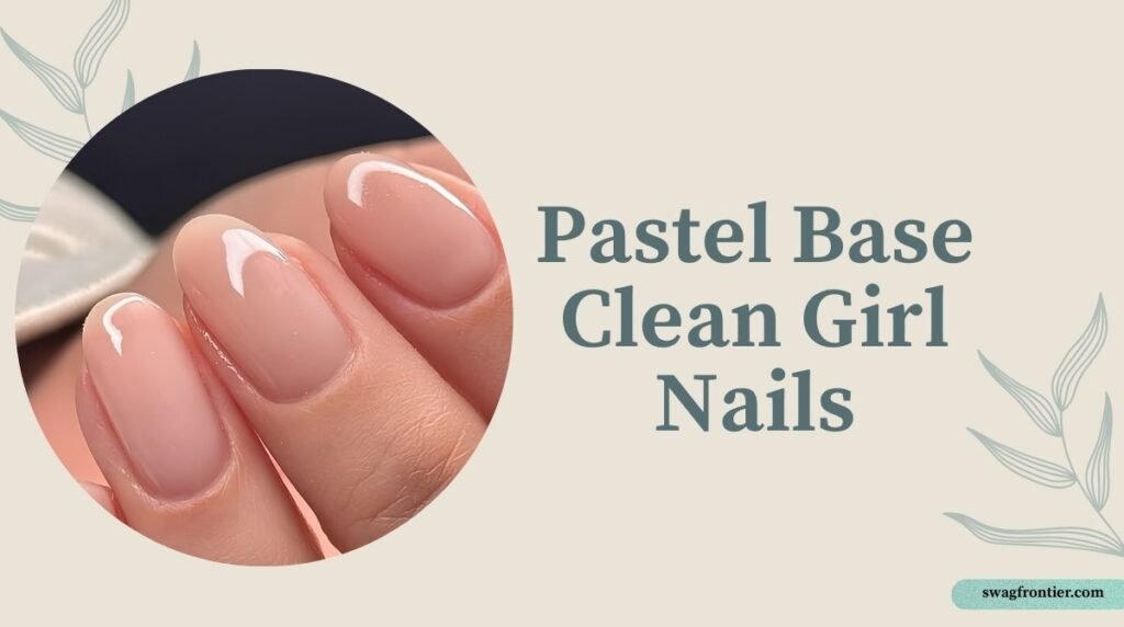 Glossy pastel pink nails with a sheer nude base, showcasing a minimalist clean girl manicure aesthetic.