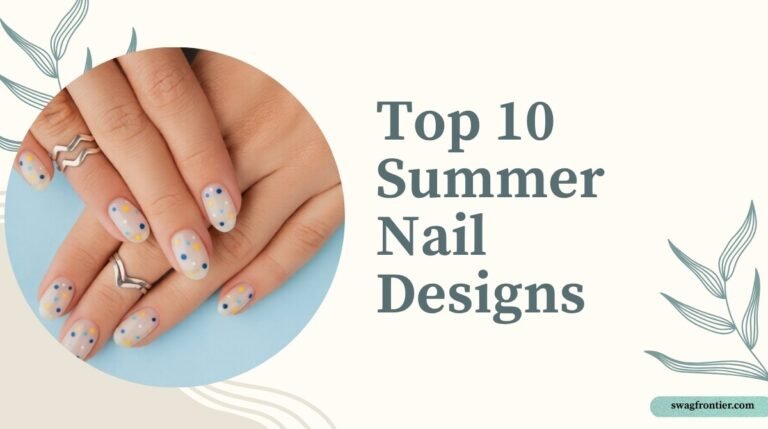 Top 10 Summer Nail Designs Trending in 2026 Top 10 Summer Nail Designs featuring pastel nude nails with colorful polka dot nail art and minimalist summer-inspired styling.