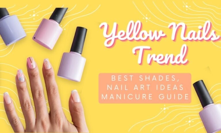 Yellow Nails Trend: Best Shades, Nail Art Ideas & Manicure Guide Yellow nails trend manicure with pastel nail art design and colorful nail polish bottles on a bright yellow background